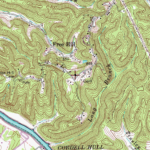 Topographic Map of Free Hills School (historical), TN