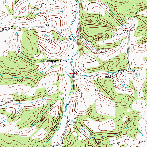 Topographic Map of Leonard, TN
