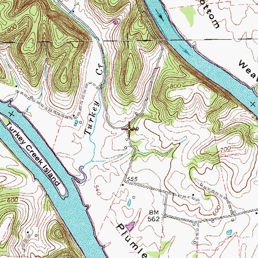 Topographic Map of Turkey Creek School (historical), TN