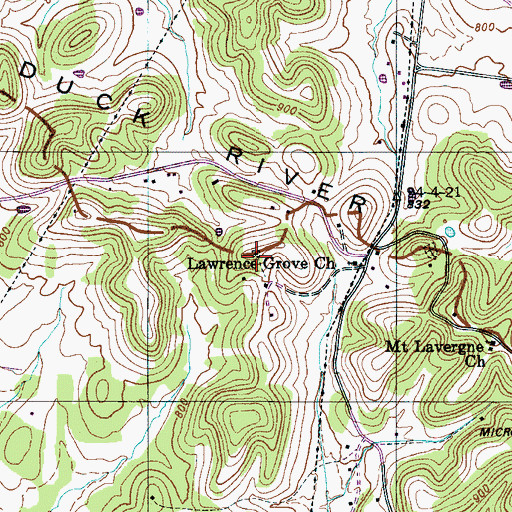 Topographic Map of Lawrence Cemetery, TN