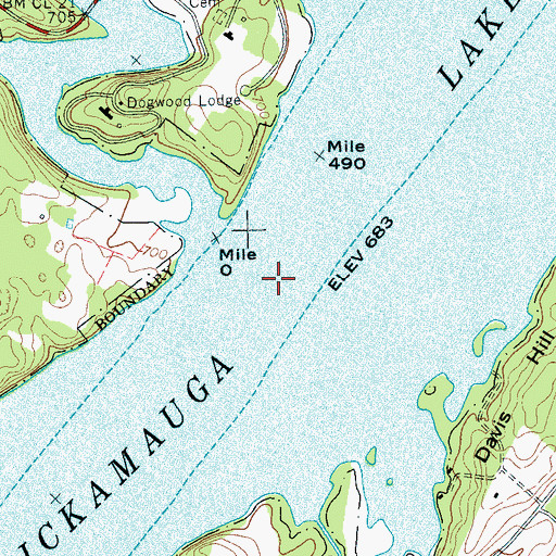 Topographic Map of Oppossum Creek Ripple (historical), TN