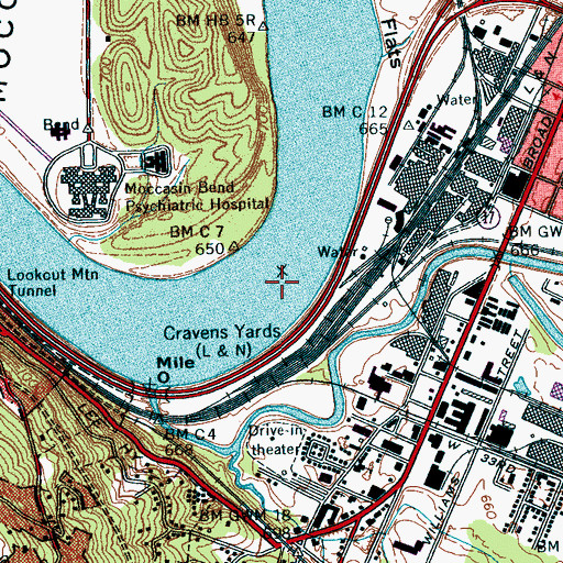 Topographic Map of Ross Second Island (historical), TN