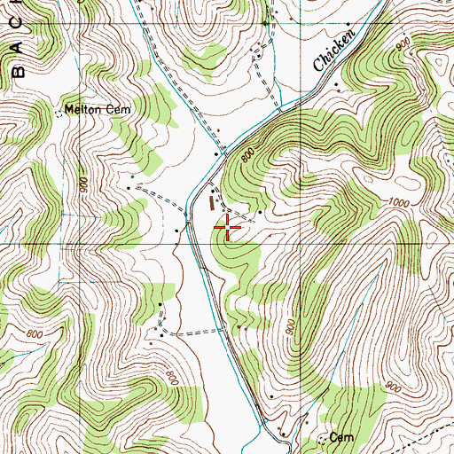 Topographic Map of Allsup Cemetery, TN