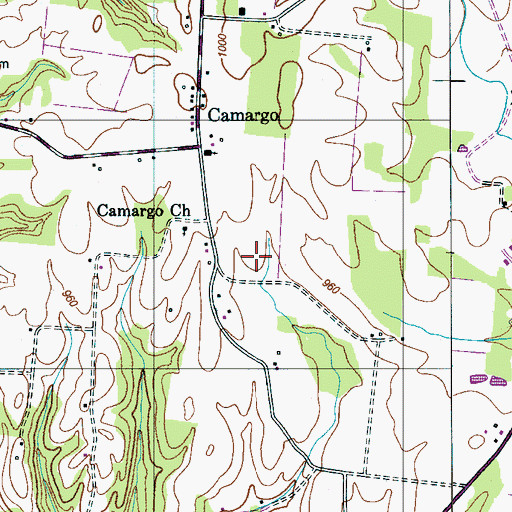 Topographic Map of Bates Cemetery, TN