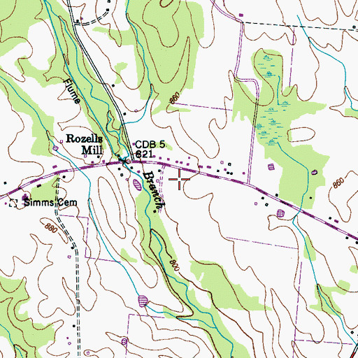 Topographic Map of Beverly Cemetery, TN