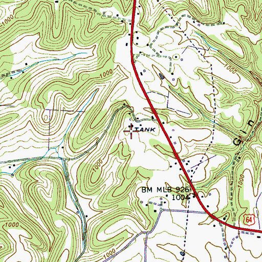 Topographic Map of Benson Cemetery, TN