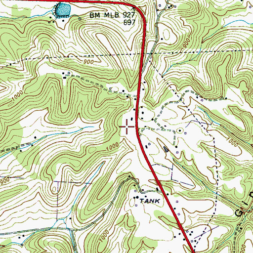Topographic Map of Benson Cemetery, TN