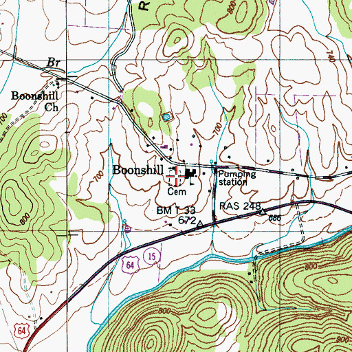Topographic Map of Boonshill Cemetery, TN