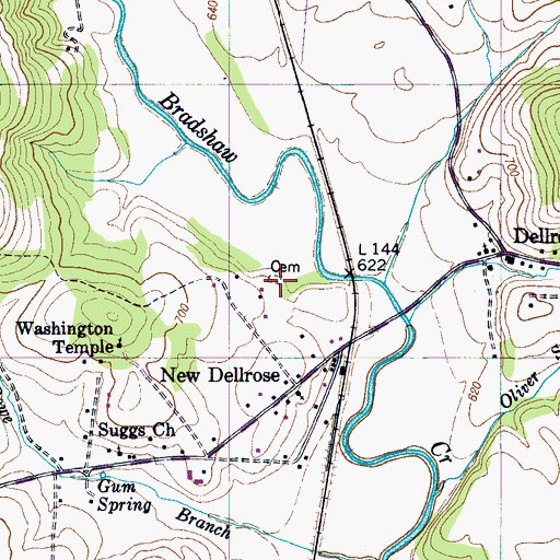 Topographic Map of Bruce Cemetery, TN