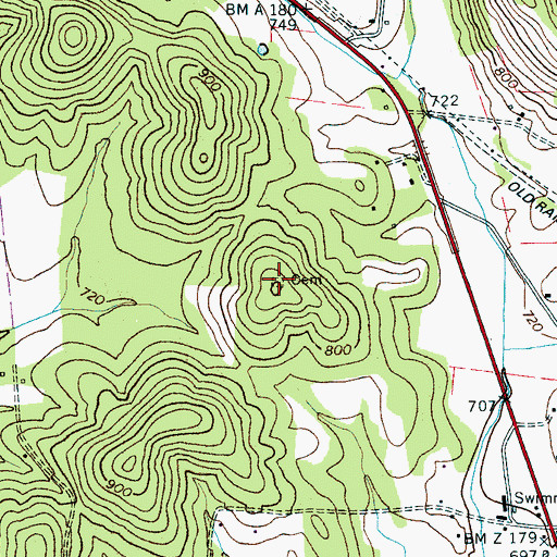 Topographic Map of Buchanan Cemetery, TN