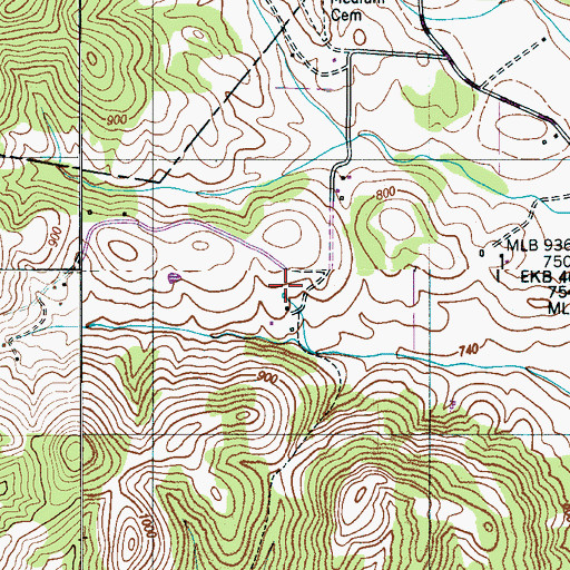 Topographic Map of Caldwell Cemetery, TN