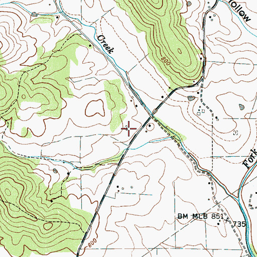 Topographic Map of Campbell Cemetery, TN
