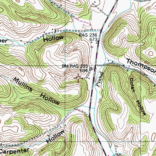 Topographic Map of Carpenter Cemetery, TN