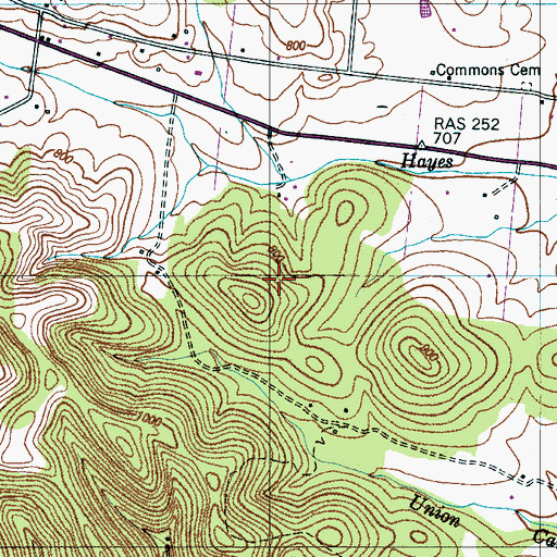 Topographic Map of Cary Cemetery, TN