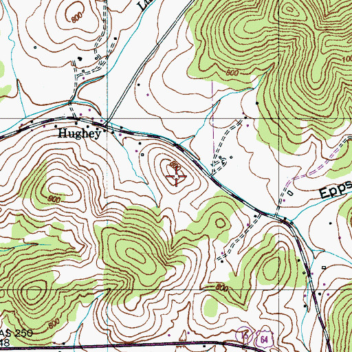 Topographic Map of Clarke Cemetery, TN
