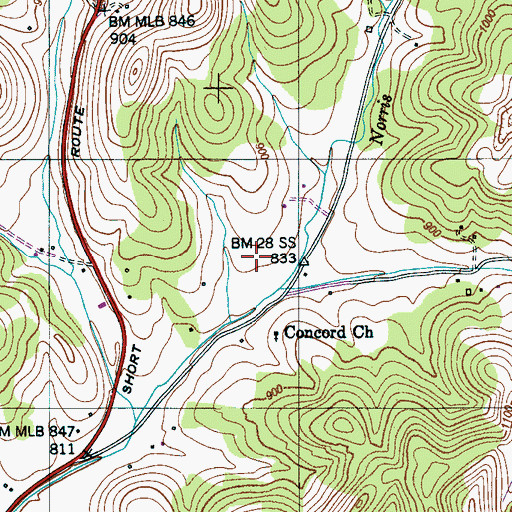 Topographic Map of Concord Cemetery, TN
