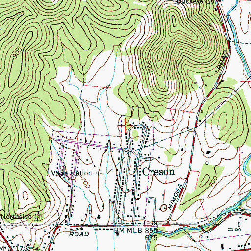 Topographic Map of Cunningham Cemetery, TN