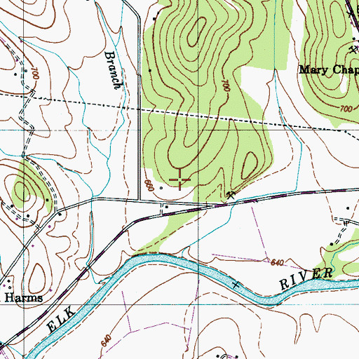 Topographic Map of Dickey Cemetery, TN