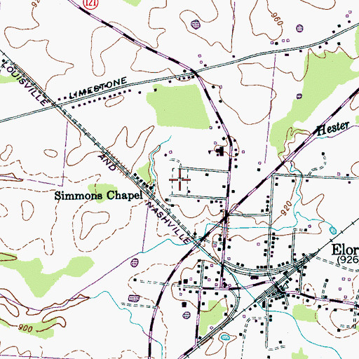 Topographic Map of Elora Cemetery, TN