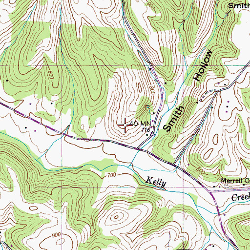 Topographic Map of Ewing Cemetery, TN