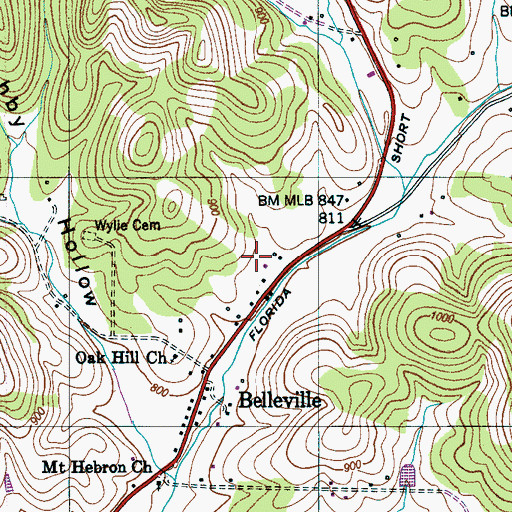 Topographic Map of Ferguson-Thornton Cemetery, TN