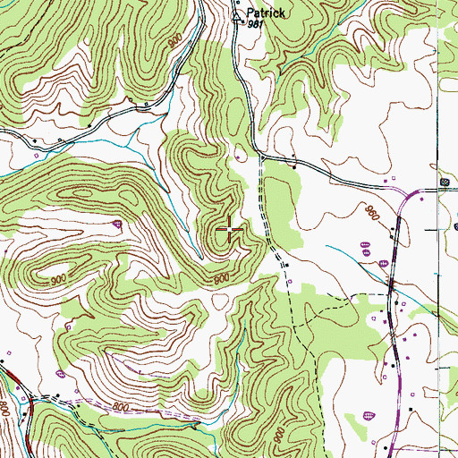 Topographic Map of Grills Cemetery, TN