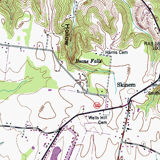 Topographic Map of Hanks Cemetery, TN