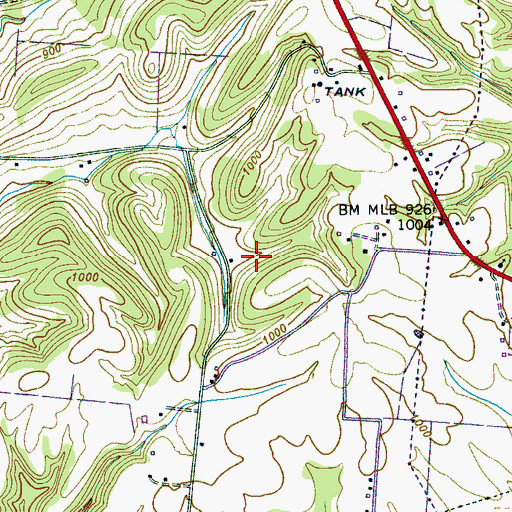 Topographic Map of Harris Cemetery, TN