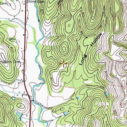 Topographic Map of Hunter Cemetery, TN