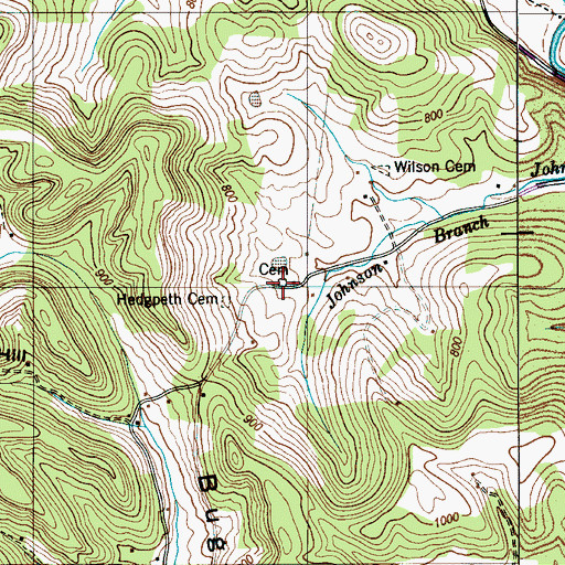 Topographic Map of Johnson Cemetery, TN
