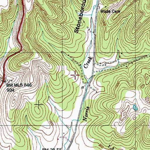 Topographic Map of Landess Cemetery, TN