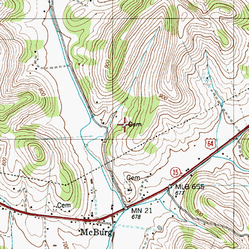 Topographic Map of Lee Cemetery, TN