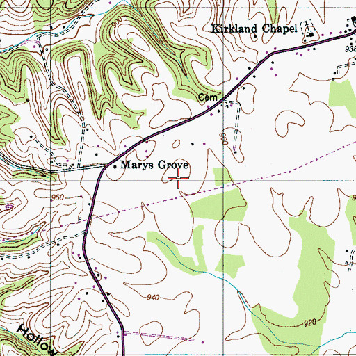 Topographic Map of Marys Grove Cemetery, TN