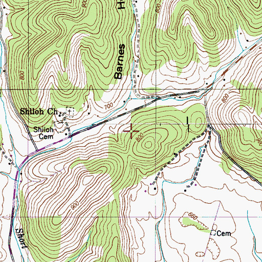 Topographic Map of Metcalf Cemetery, TN