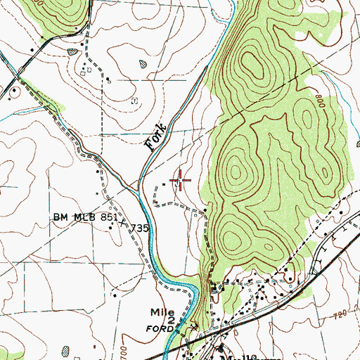 Topographic Map of Moore Cemetery, TN