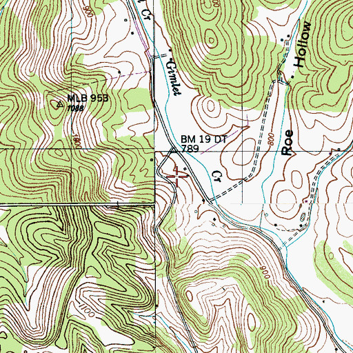 Topographic Map of Moore Cemetery, TN