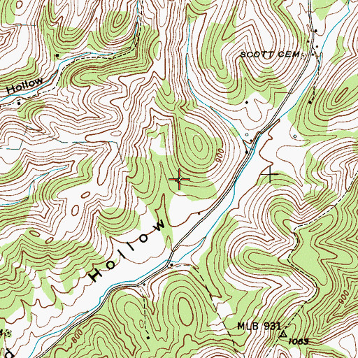 Topographic Map of Moorehead Cemetery, TN