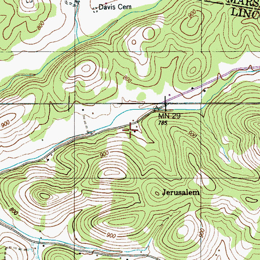 Topographic Map of Park Cemetery, TN