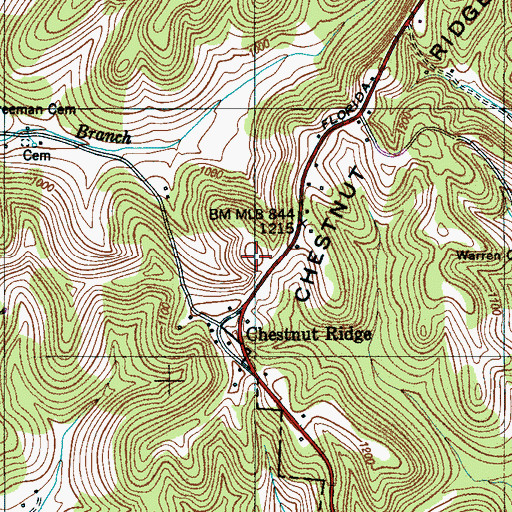 Topographic Map of Phillips Cemetery, TN