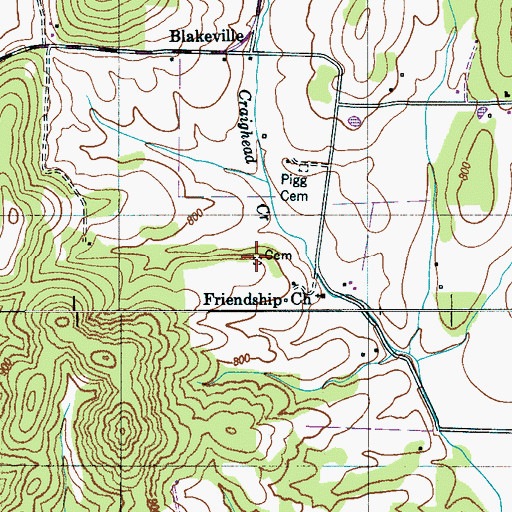 Topographic Map of Pigg Cemetery, TN
