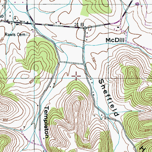 Topographic Map of Pitts Cemetery, TN