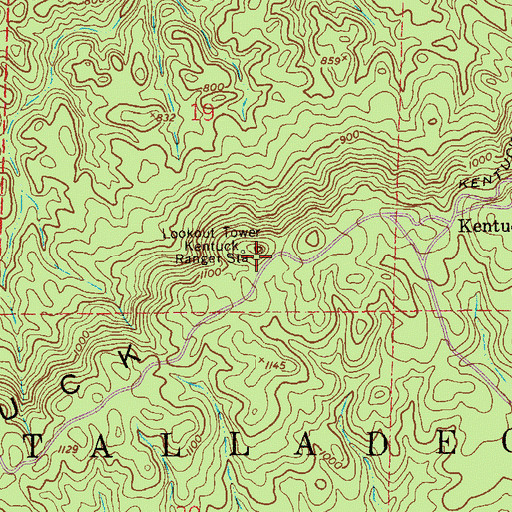 Topographic Map of Kentuck Lookout Tower, AL