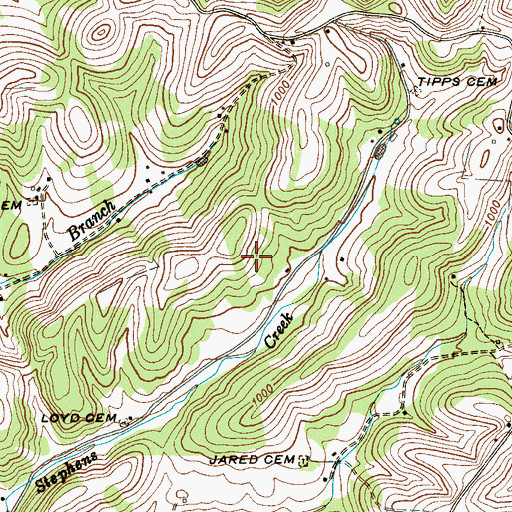Topographic Map of Renegar Cemetery, TN