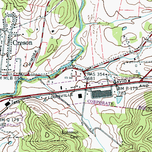 Topographic Map of Rhea Cemetery, TN