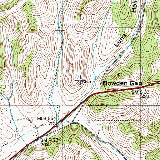 Topographic Map of Robinson Cemetery, TN