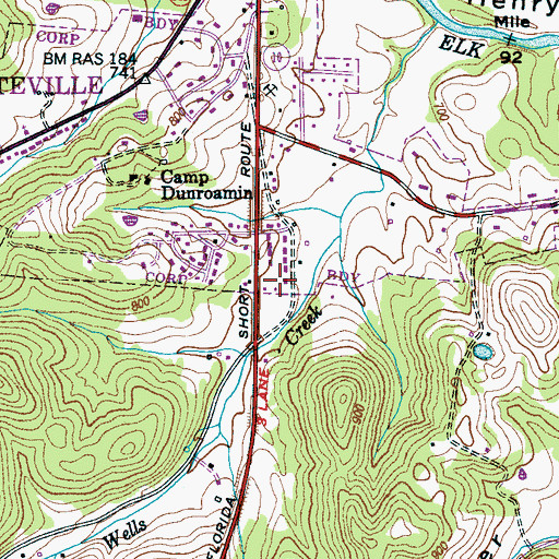 Topographic Map of Routt-Wells Cemetery, TN