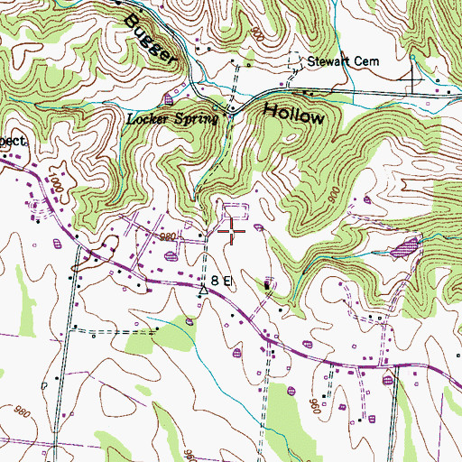 Topographic Map of Rowland Hill Cemetery, TN