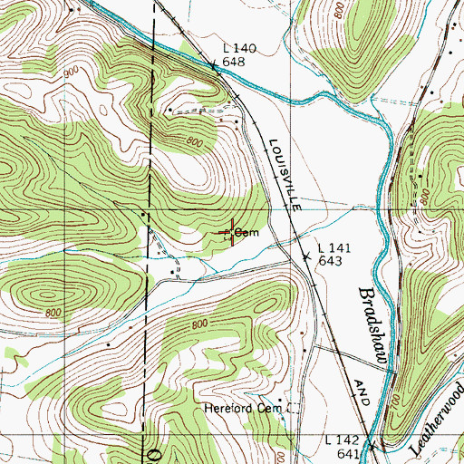 Topographic Map of Russell Cemetery, TN