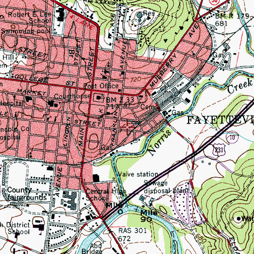 Topographic Map of Slater Cemetery, TN