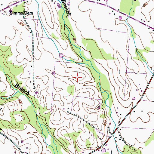 Topographic Map of Travis Cemetery, TN